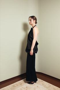 Asymmetric black backless dress M