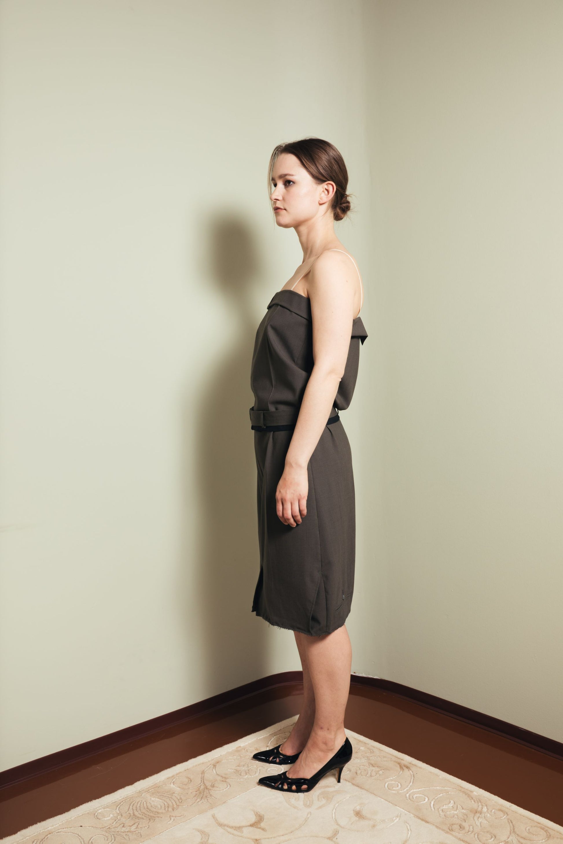 Belt dress in olive S-M