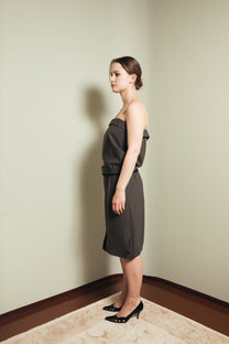 Belt dress in olive S-M