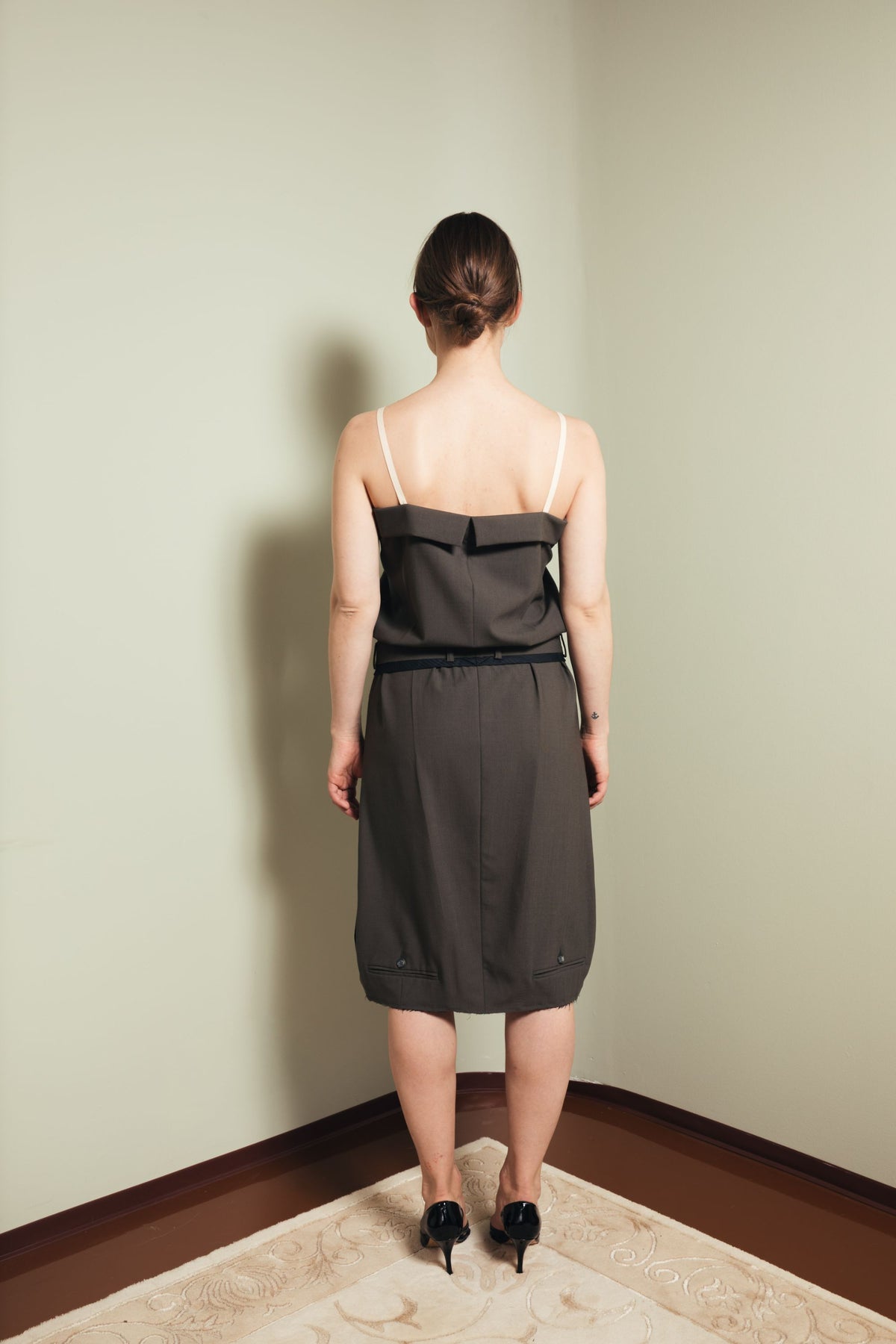Belt dress in olive S-M